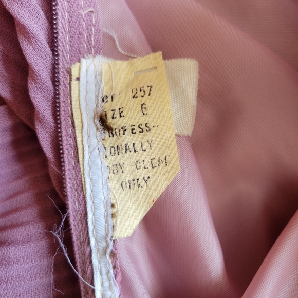 Vintage Lilac Dress Ruffle Trim Pleated Skirt - Picture 11 of 16